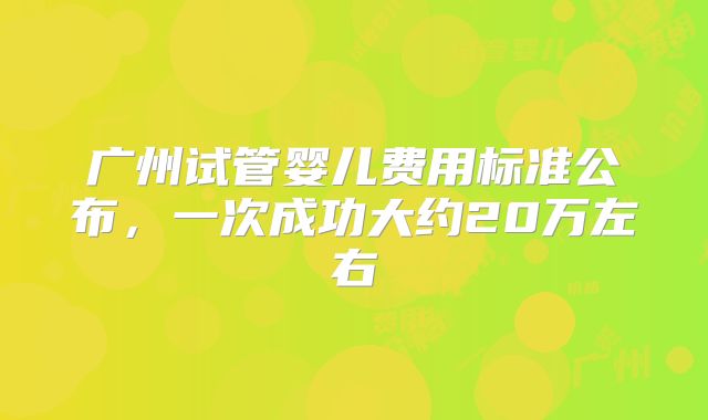 广州试管婴儿费用标准公布，一次成功大约20万左右