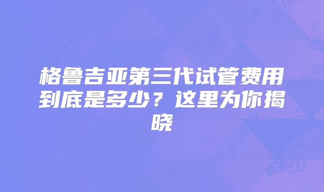 格鲁吉亚第三代试管费用到底是多少？这里为你揭晓