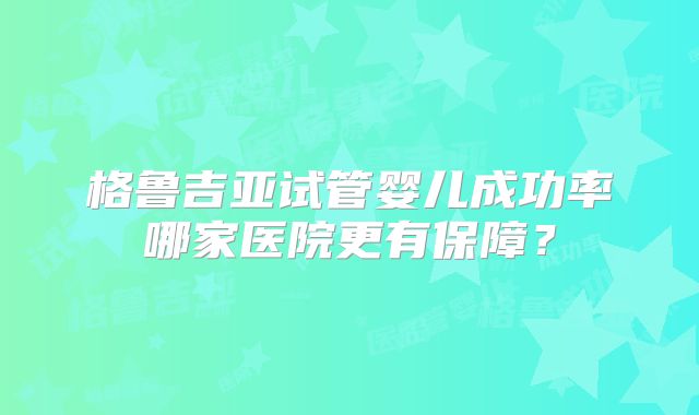 格鲁吉亚试管婴儿成功率哪家医院更有保障？