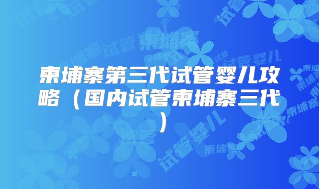 柬埔寨第三代试管婴儿攻略（国内试管柬埔寨三代）
