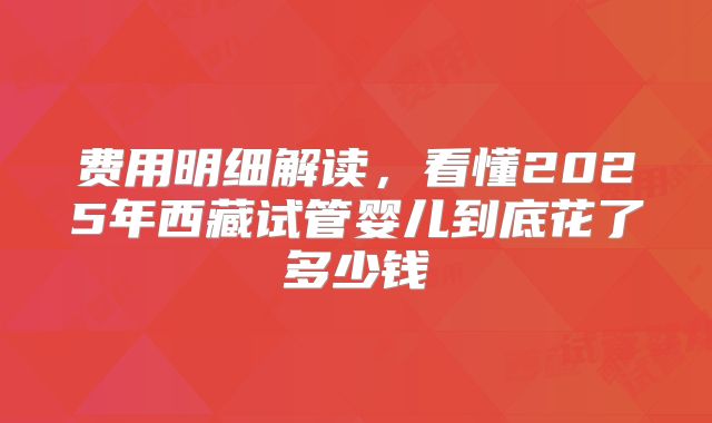 费用明细解读，看懂2025年西藏试管婴儿到底花了多少钱