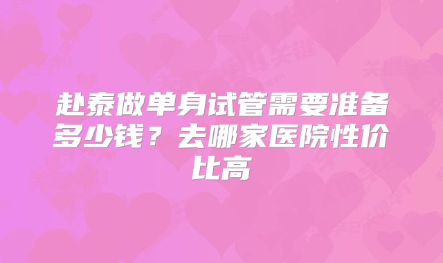 赴泰做单身试管需要准备多少钱?去哪家医院性价比高