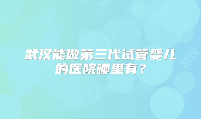 武汉能做第三代试管婴儿的医院哪里有？