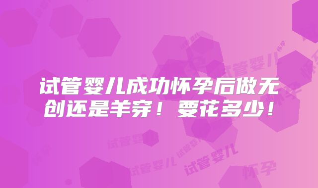 试管婴儿成功怀孕后做无创还是羊穿!要花多少!
