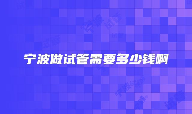 宁波做试管需要多少钱啊
