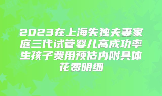 2023在上海失独夫妻家庭三代试管婴儿高成功率生孩子费用预估内附具体花费明细