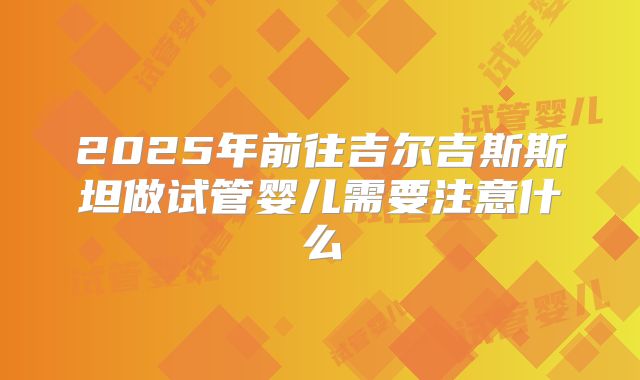 2025年前往吉尔吉斯斯坦做试管婴儿需要注意什么