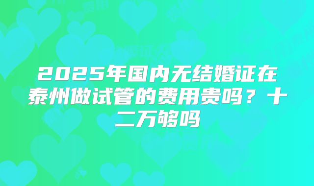 2025年国内无结婚证在泰州做试管的费用贵吗?十二万够吗