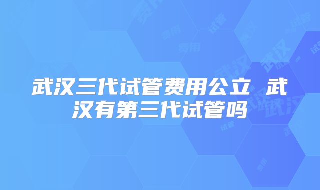 武汉三代试管费用公立 武汉有第三代试管吗