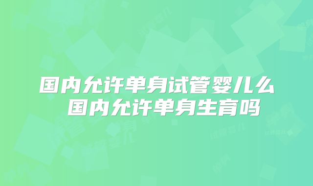 国内允许单身试管婴儿么 国内允许单身生育吗