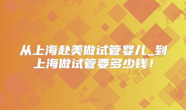 从上海赴美做试管婴儿_到上海做试管要多少钱！