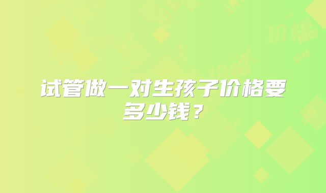 试管做一对生孩子价格要多少钱？