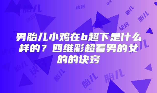 男胎儿小鸡在b超下是什么样的?四维彩超看男的女的的诀窍