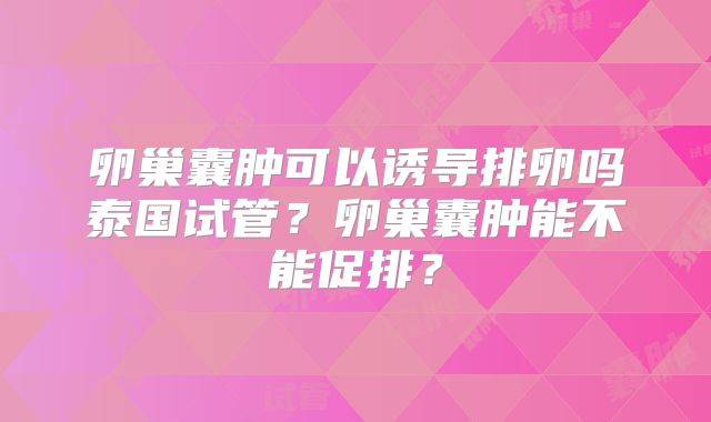 卵巢囊肿可以诱导排卵吗泰国试管？卵巢囊肿能不能促排？