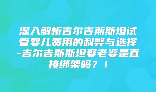 深入解析吉尔吉斯斯坦试管婴儿费用的利弊与选择-吉尔吉斯斯坦娶老婆是直接绑架吗?!