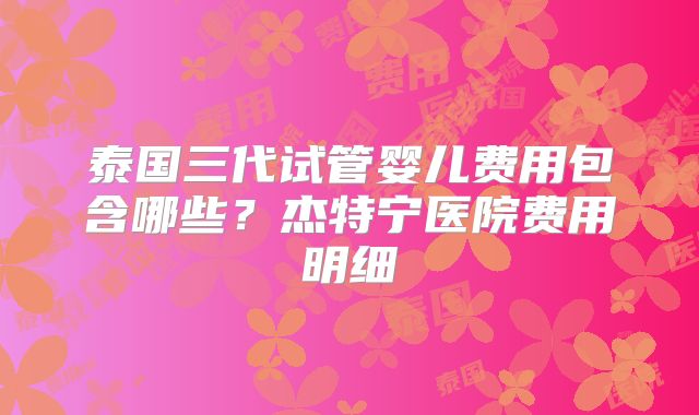 泰国三代试管婴儿费用包含哪些?杰特宁医院费用明细