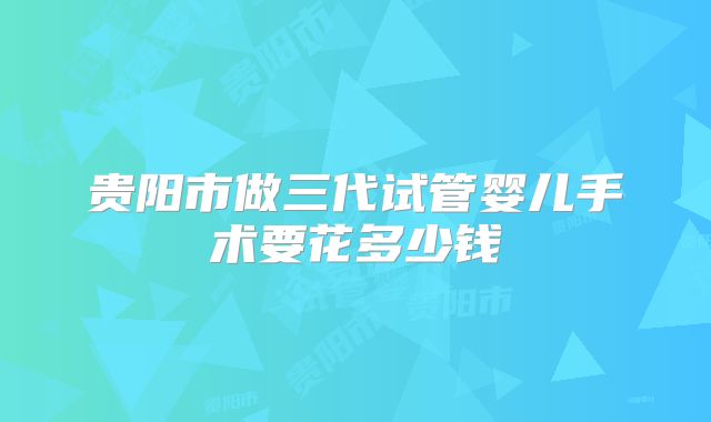 贵阳市做三代试管婴儿手术要花多少钱