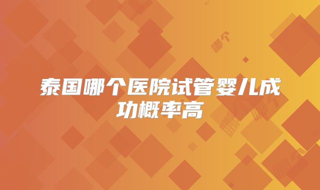 泰国哪个医院试管婴儿成功概率高