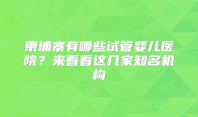 柬埔寨有哪些试管婴儿医院?来看看这几家知名机构