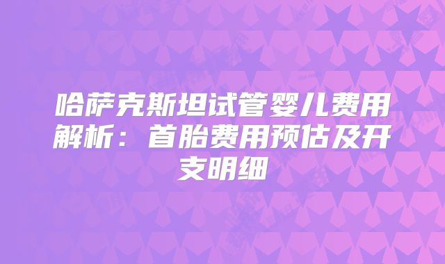 哈萨克斯坦试管婴儿费用解析：首胎费用预估及开支明细