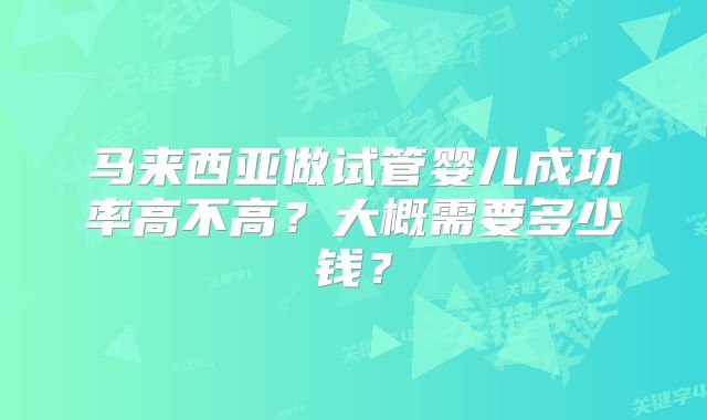 马来西亚做试管婴儿成功率高不高?大概需要多少钱?