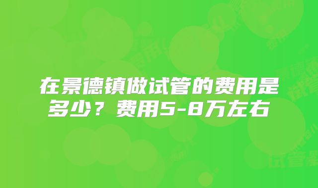 在景德镇做试管的费用是多少？费用5-8万左右