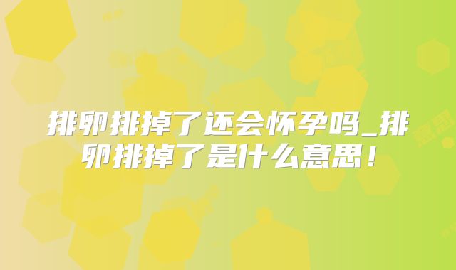 排卵排掉了还会怀孕吗_排卵排掉了是什么意思！