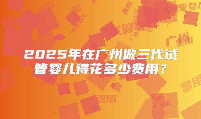 2025年在广州做三代试管婴儿得花多少费用？