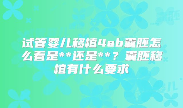 试管婴儿移植4ab囊胚怎么看是**还是**?囊胚移植有什么要求