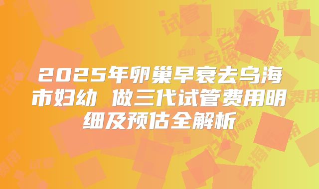 2025年卵巢早衰去乌海市妇幼 做三代试管费用明细及预估全解析