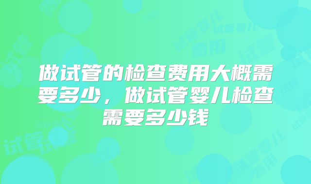 做试管的检查费用大概需要多少，做试管婴儿检查需要多少钱