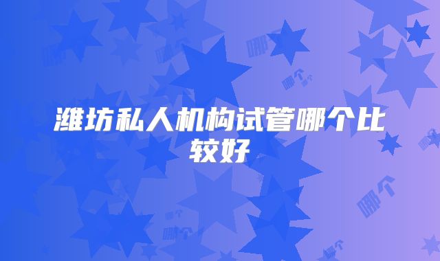 潍坊私人机构试管哪个比较好
