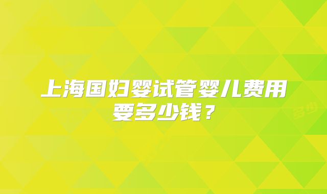 上海国妇婴试管婴儿费用要多少钱？