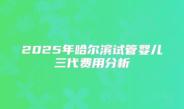 2025年哈尔滨试管婴儿三代费用分析