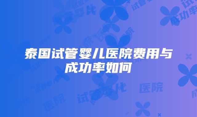 泰国试管婴儿医院费用与成功率如何