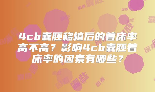 4cb囊胚移植后的着床率高不高？影响4cb囊胚着床率的因素有哪些？