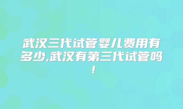 武汉三代试管婴儿费用有多少,武汉有第三代试管吗！