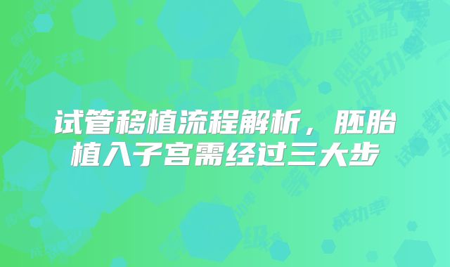 试管移植流程解析,胚胎植入子宫需经过三大步