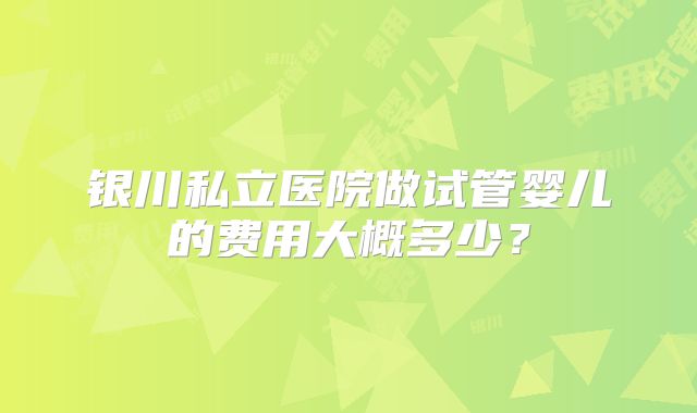 银川私立医院做试管婴儿的费用大概多少？