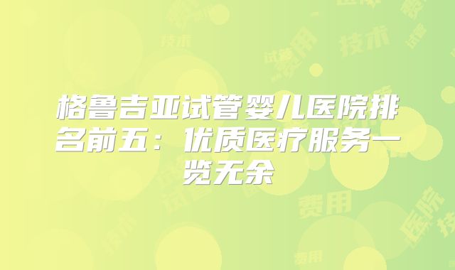 格鲁吉亚试管婴儿医院排名前五：优质医疗服务一览无余