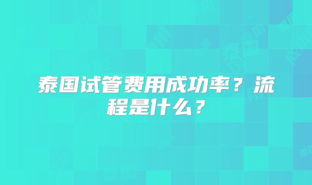 泰国试管费用成功率?流程是什么?