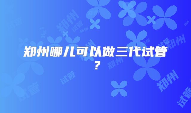 郑州哪儿可以做三代试管？