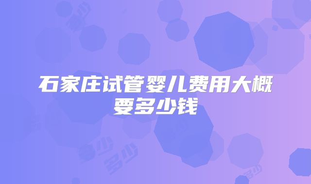石家庄试管婴儿费用大概要多少钱