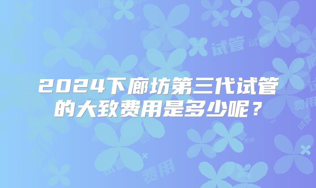 2024下廊坊第三代试管的大致费用是多少呢?