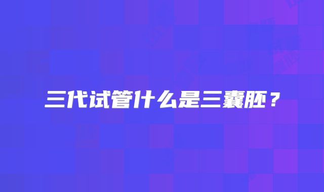 三代试管什么是三囊胚？