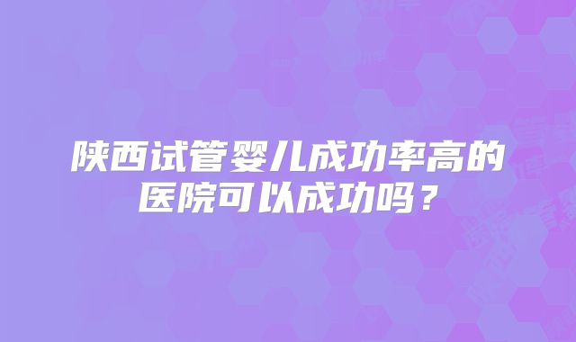 陕西试管婴儿成功率高的医院可以成功吗？