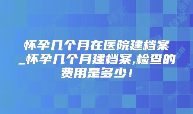 怀孕几个月在医院建档案_怀孕几个月建档案,检查的费用是多少!