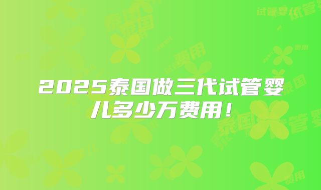 2025泰国做三代试管婴儿多少万费用!