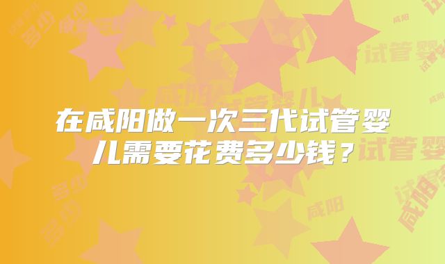 在咸阳做一次三代试管婴儿需要花费多少钱？