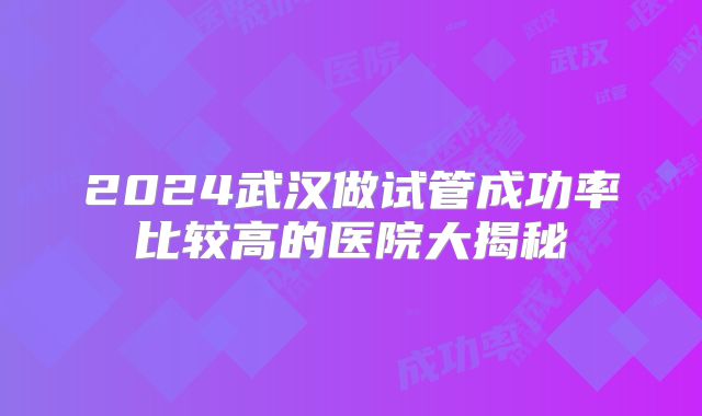 2024武汉做试管成功率比较高的医院大揭秘